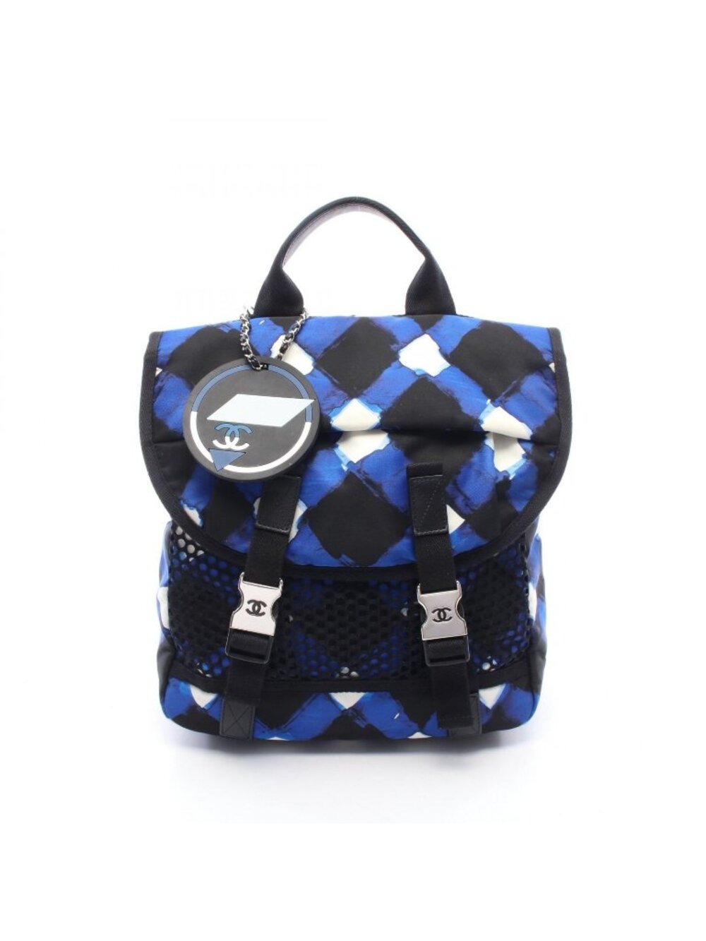 Chanel Backpack Air Line Blue Black White Nylon Leather